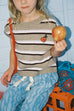 Stripe Apple Knit Vest - Oatmilk