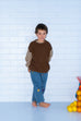 Stripe Sleeve Knit Pull Over - Espresso