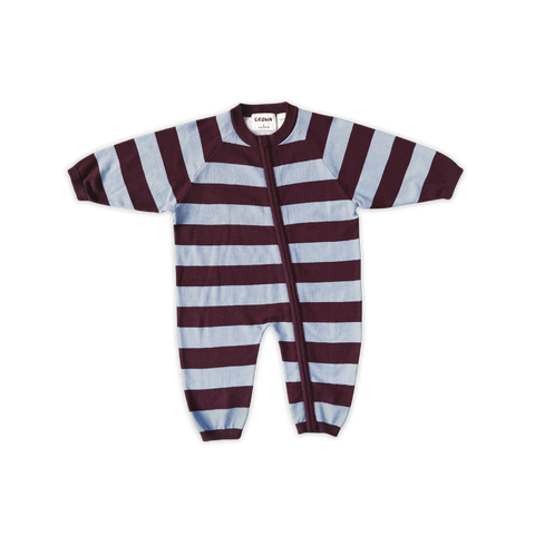 Stripe Zipper Knit Starsuit - Plum & Haze