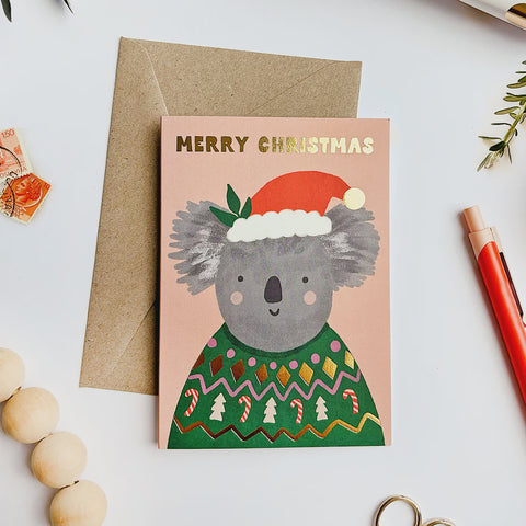 Christmas Koala Gold Foil Card