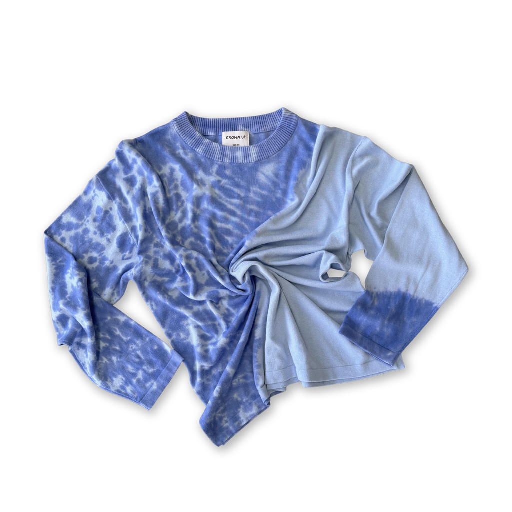 Organic Knitted Tie Dye Long Sleeve Tee / Adults - Pacific