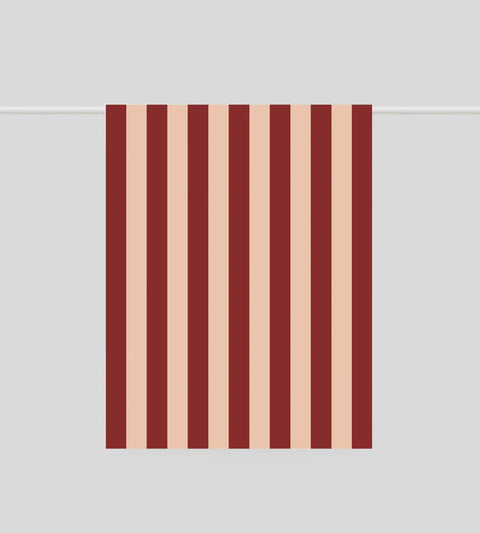 Tea Towel / Bold Stripe - Peach & Burgundy