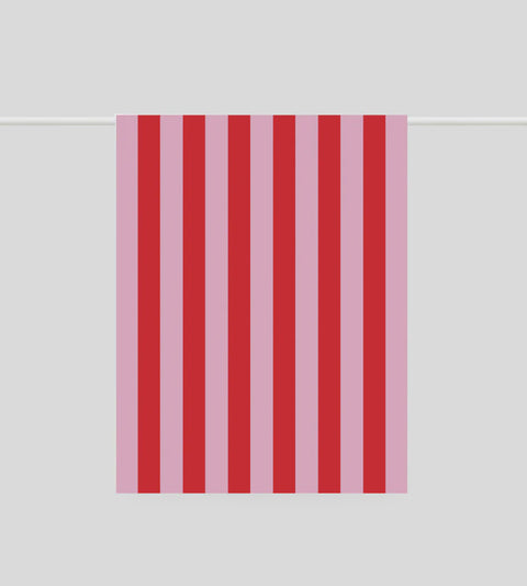 Tea Towel / Bold Stripe -Red & Pink