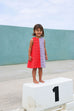 Bubble Terry Towelling Dress - Fiesta & Mauve