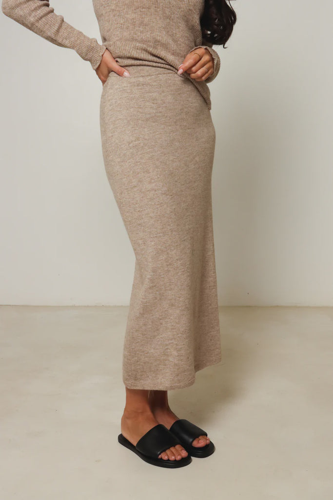Alpaca Knit Skirt - Fawn