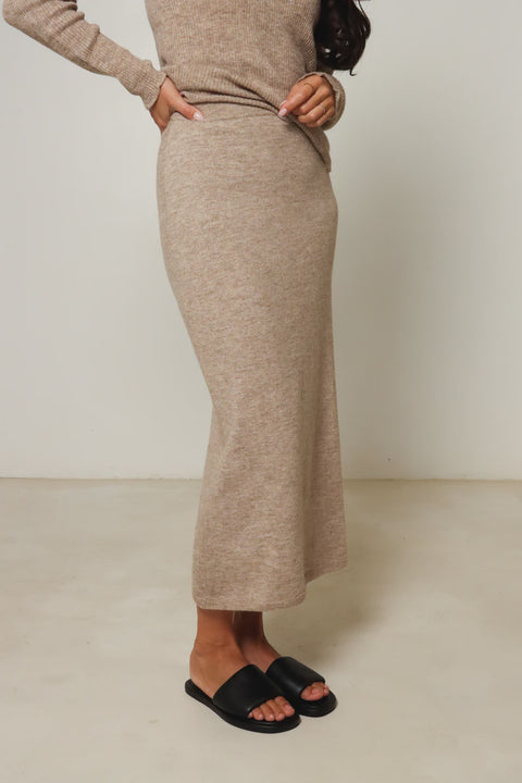Alpaca Knit Skirt - Fawn