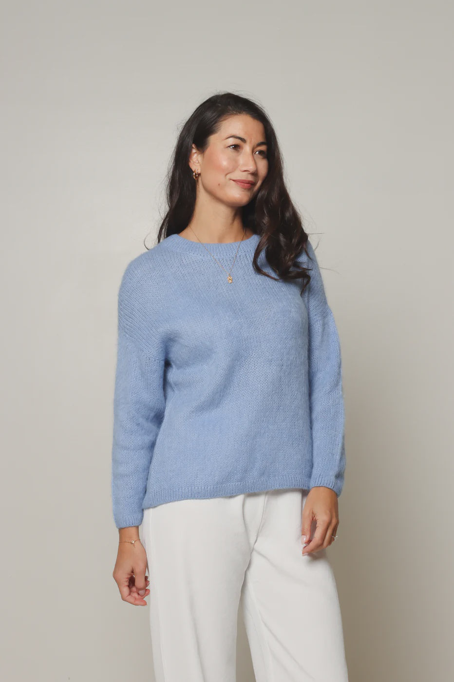 Suri Alpaca Crew Neck Jumper - Sky