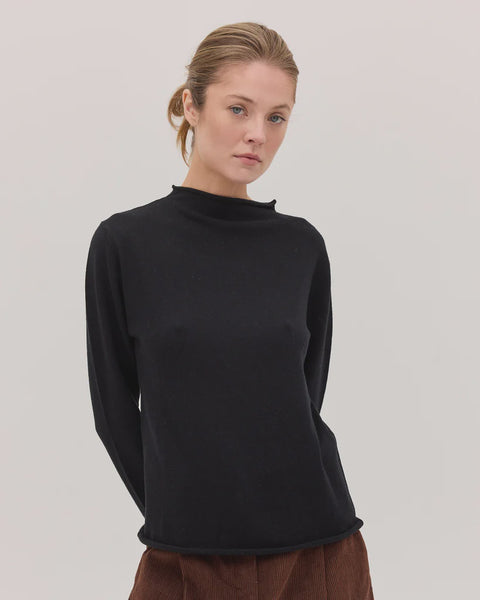 The Funnel Neck Top -  Black