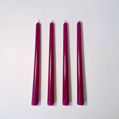 Beeswax Taper Candle Set of 4 - Orchid Pink / 25cm