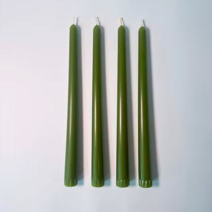 Beeswax Taper Candle Set of 4 - Evergreen / 25cm