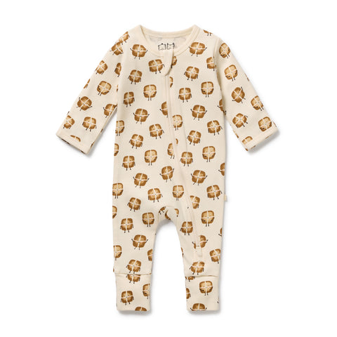 Organic Zipsuit - Hot Cross Buns