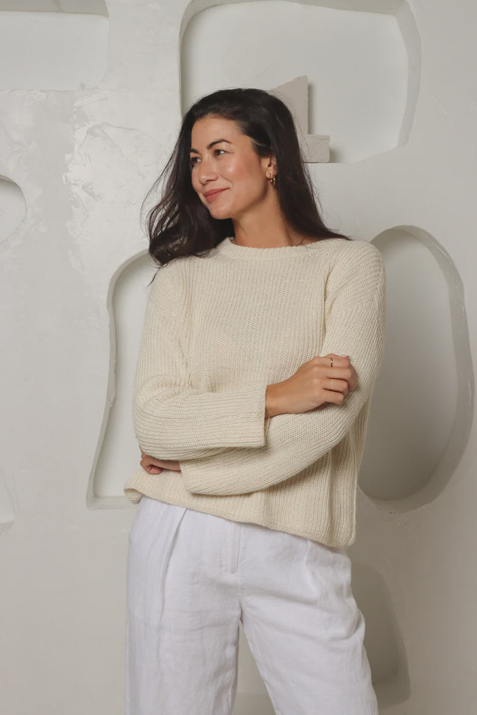 Hand Knit Style Jumper - Ivory