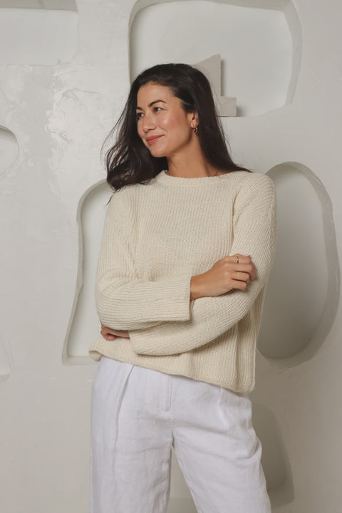 Hand Knit Style Jumper - Ivory
