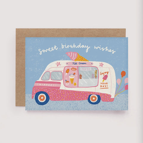 Ice Cream Van Birthday Greeting Card