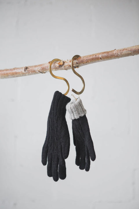 Baby Alpaca Reversible Gloves - Charcoal