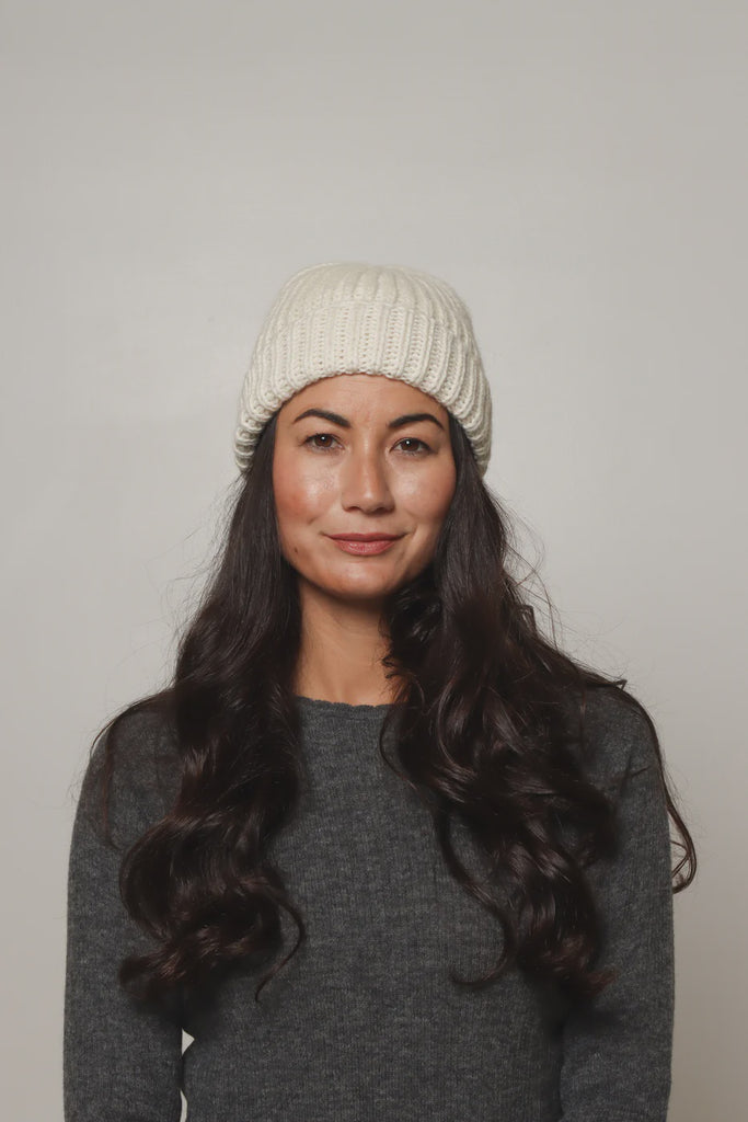 Chunky Handknit Beanie - Ivory
