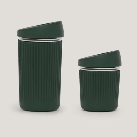 Reusable Glass Coffee Cup - Moss