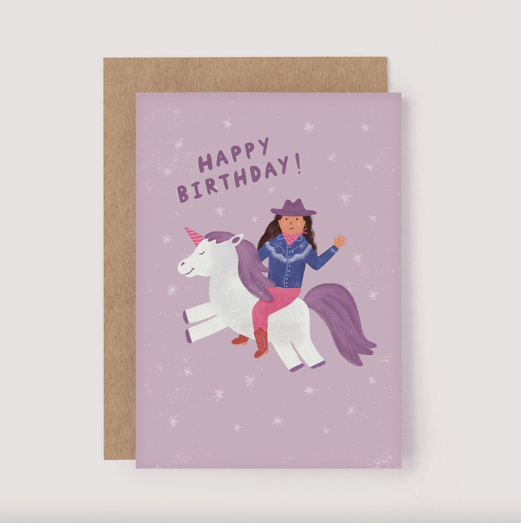 Cowgirl Unicorn Birthday Greeting Card