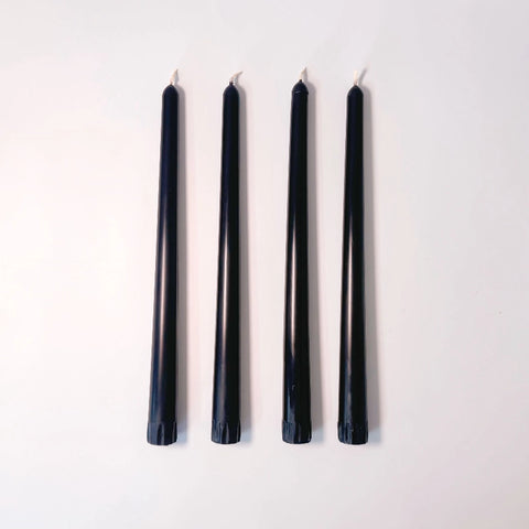 Beeswax Taper Candle Set of 4 - Ebony Black / 25cm