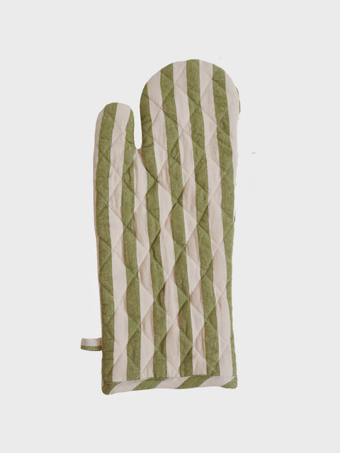 Pistachio Stripe Seersucker Oven Mitt
