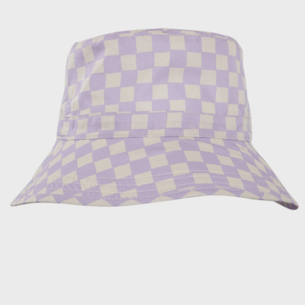 Broad Brim Bucket Hat - Lavender Checks