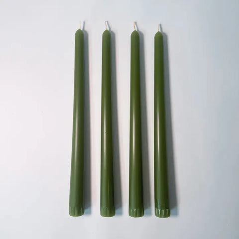 Beeswax Taper Candle Set of 4 - Evergreen / 25cm