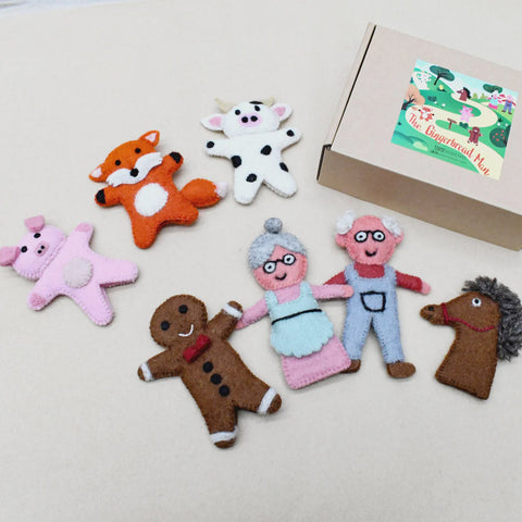 Finger Puppet Set - Gingerbread Man Story
