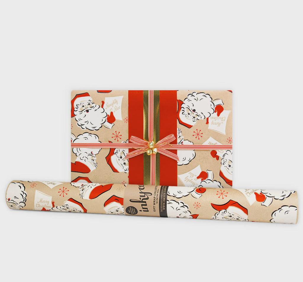 Retro Santa Kraft Wrapping Paper
