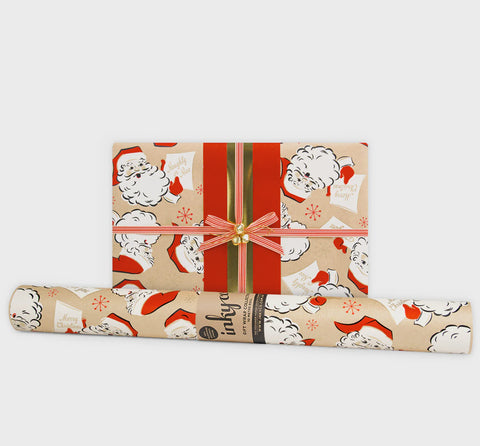 Retro Santa Kraft Wrapping Paper