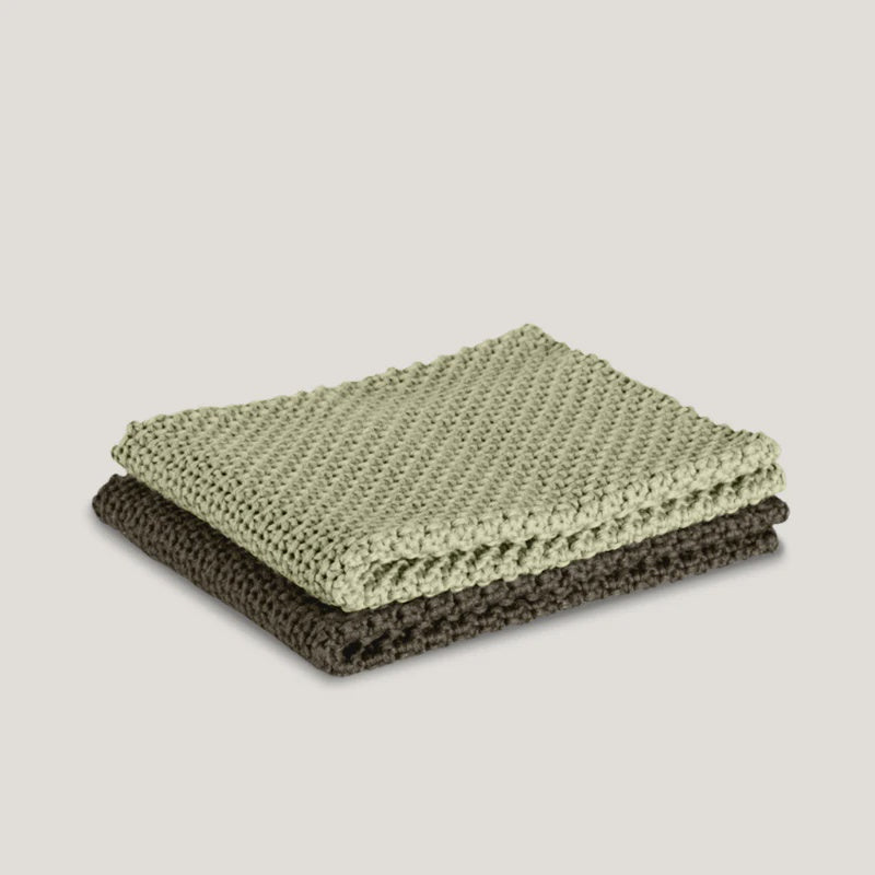 Knitted Dishcloths / 2 Pack - Pine & Pistachio