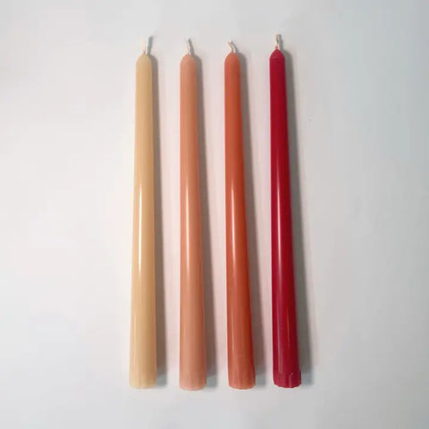 Beeswax Taper Candle Set of 4 - Lover's Rose / 25cm