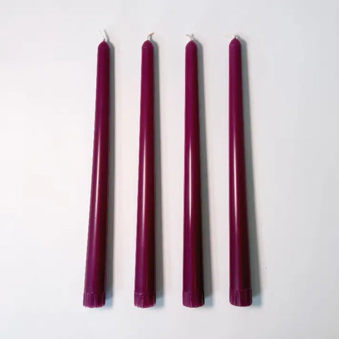 Beeswax Taper Candle Set of 4 - Orchid Pink / 25cm