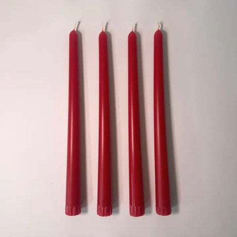 Beeswax Taper Candle Set of 4 - Ruby Red