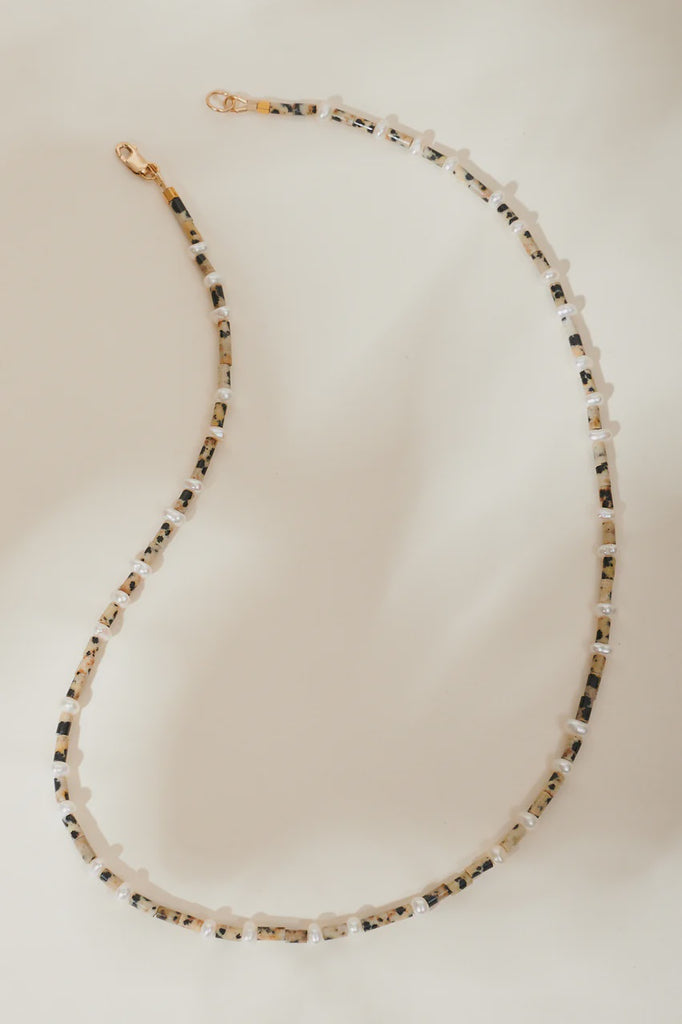Riverbed Necklace - Dalmatian Jasper & Freshwater Pearls