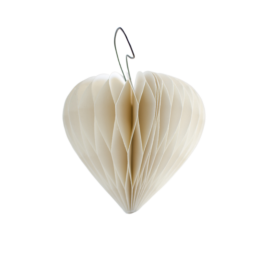 Paper Heart Ornament - White