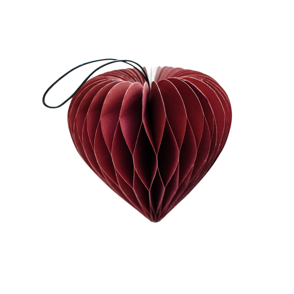 Paper Heart Ornament - Classic Red