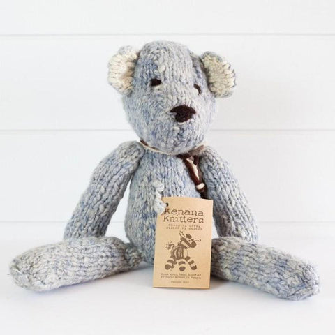 Wool Ditsy Toy Bear Blue - Small