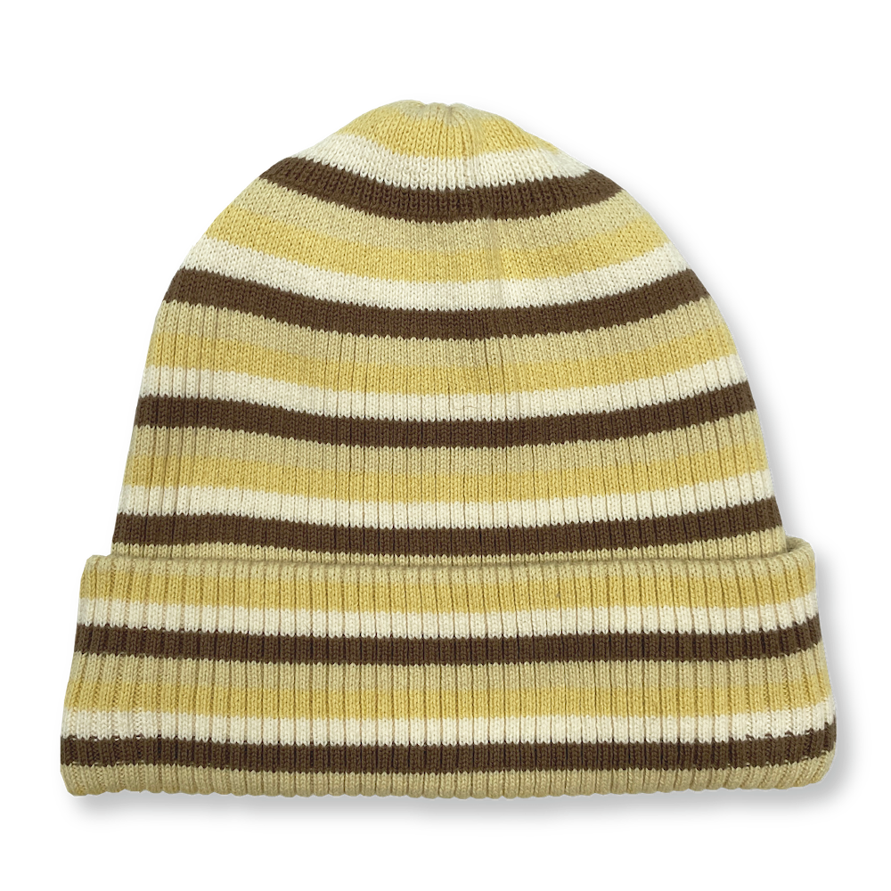 Knitted Stripe Pixie Beanie - Clay/Dusty Lime