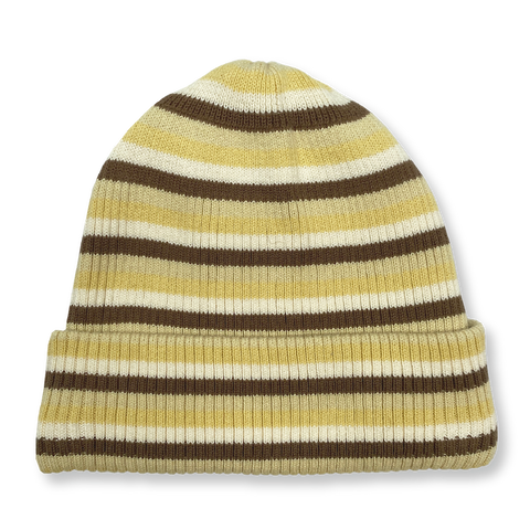 Knitted Stripe Pixie Beanie - Clay/Dusty Lime