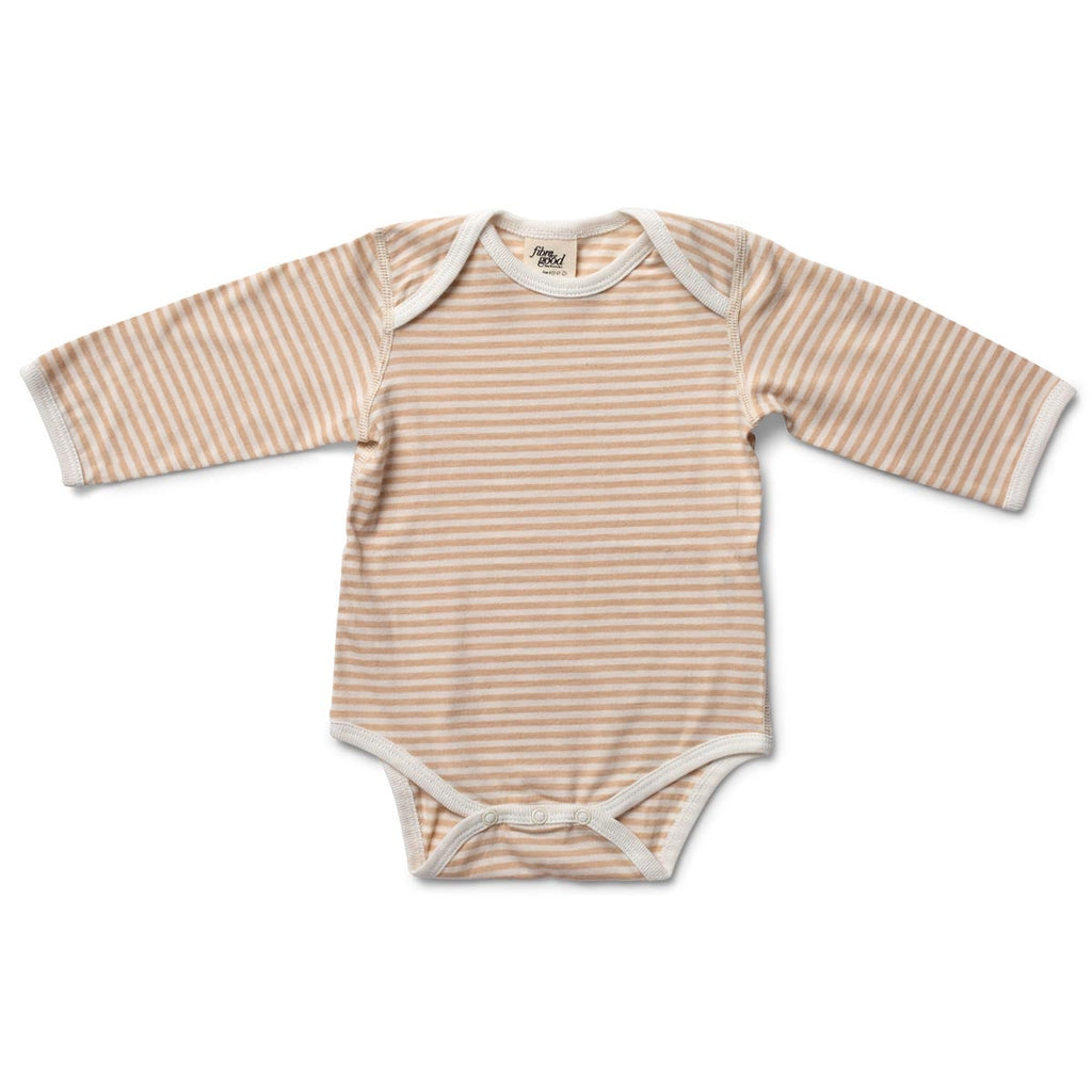 Long Sleeve Body Suit - Natural/Brown Stripe