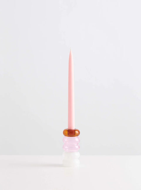 Grande Pauline Candle Holder - Amber, Pink & White