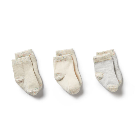3 Pack Baby Socks - Cream, Oatmeal & Grey Cloud