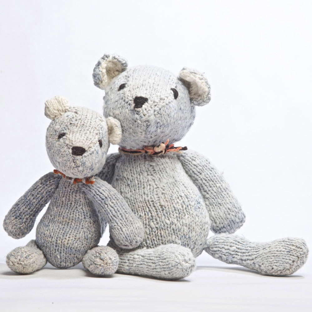 Wool Ditsy Toy Bear - Blue - Large